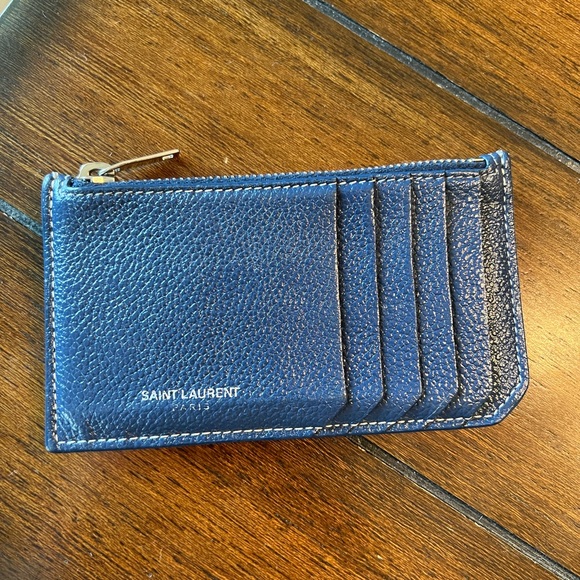 Saint Laurent Accessories - YSL PARIS FRAGMENTS ZIPPED CARD CASE IN GRAINED LEATHER